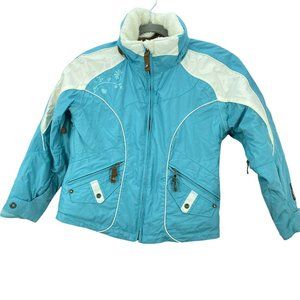 Obermeyer Girls Blue Brown Long Sleeves Full Zip Snowboarding Ski Jacket Size 10